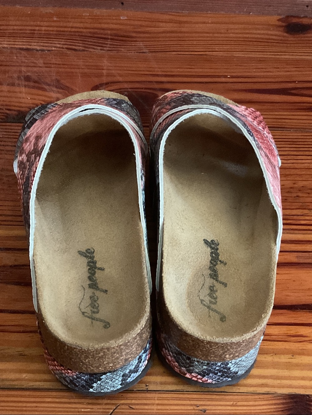 Free People CANDY SNAKE Coral, Grey & Black Snakeskin Slide Platforms - Picture 3 of 7